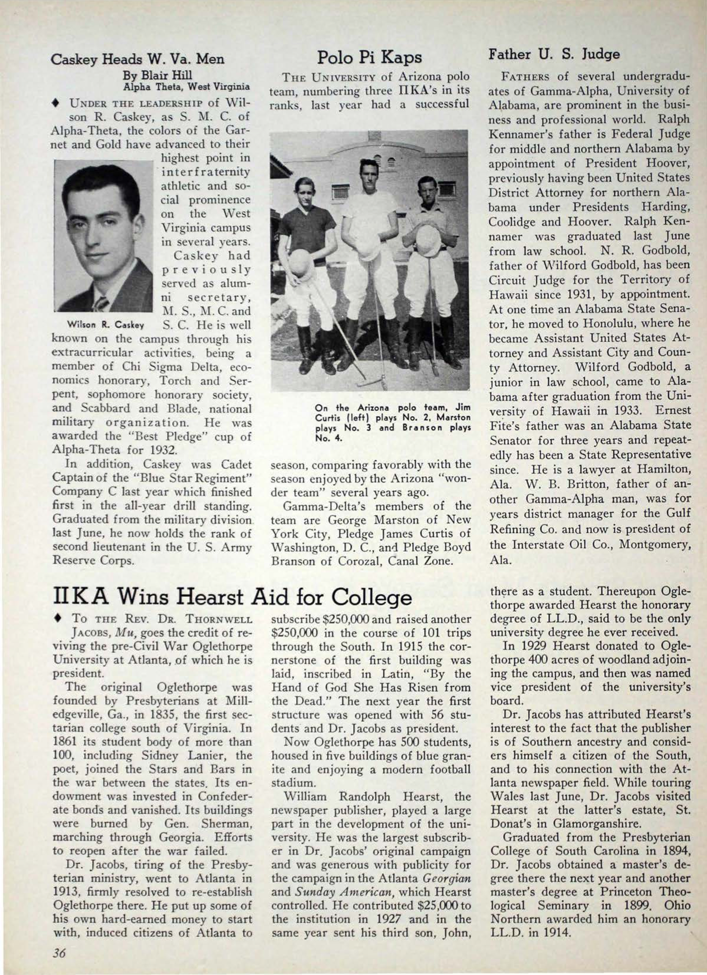 Caskey Heads W. Va Men